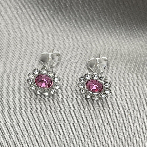 Sterling Silver Ring — Stud Earring with Rose Cubic Zirconia Polished 02. — main product view — SKU 151613 | Plata 925 anillo — Stud Earring with Rose Cubic Zirconia pulido 02. — SKU 151613