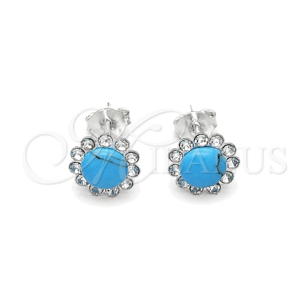 Sterling Silver Stud Earring, with Turquoise Pearl, Polished, Silver Finish, 02.397.0042.01