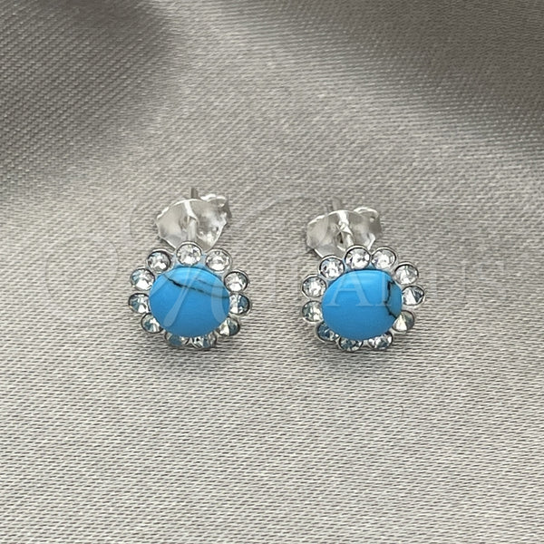 Sterling Silver Ring — Stud Earring with Turquoise Pearl Polished 02. — alternate product view — SKU 151615 | Plata 925 anillo — Stud Earring with Turquoise Pearl pulido 02. — SKU 151615