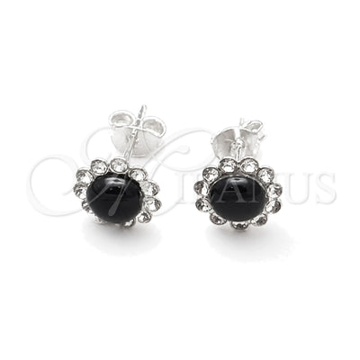 Sterling Silver Stud Earring, with Black Pearl, Polished, Silver Finish, 02.397.0042.05 for wholesale, main product view