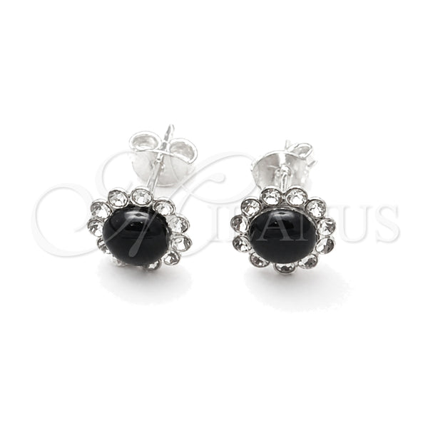 Sterling Silver Ring — Stud Earring with Black Pearl Polished 02. — main product view — SKU 151619 | Plata 925 anillo — Stud Earring with negro Pearl pulido 02. — SKU 151619