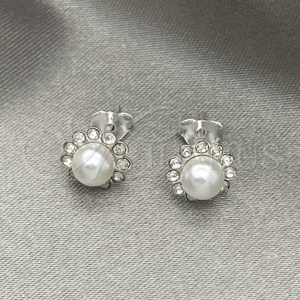 Sterling Silver Ring — Stud Earring with Ivory Pearl Polished 02. — alternate product view — SKU 151620 | Plata 925 anillo — Stud Earring with Ivory Pearl pulido 02. — SKU 151620