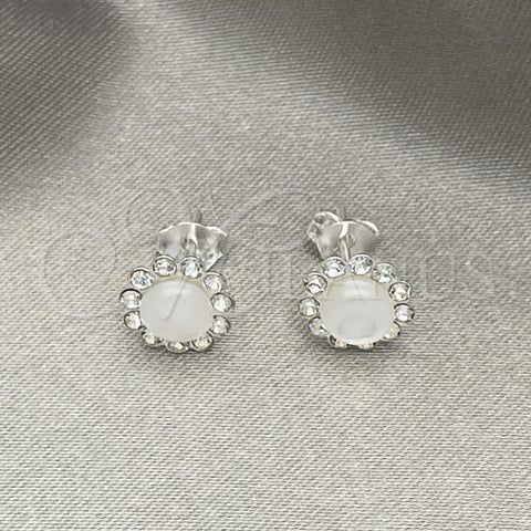 Sterling Silver Stud Earring, with Ivory Mother of Pearl, Polished, Silver Finish, 02.397.0042.07