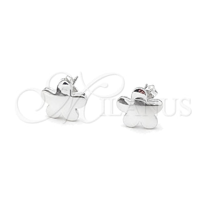Sterling Silver Stud Earring, Four-leaf Clover Design, Polished, Silver Finish, 02.407.0002