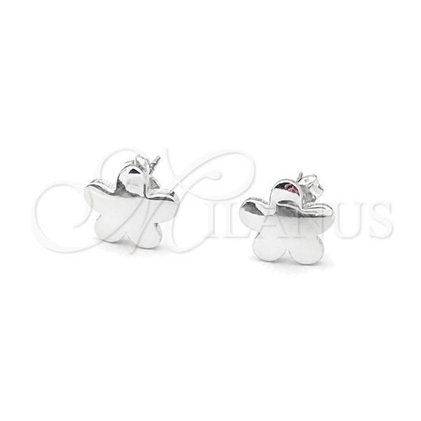 Sterling Silver Stud Earring, Four-leaf Clover Design, Polished, Silver Finish, 02.407.0002
