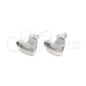 Sterling Silver Stud Earring, Heart Design, Polished, Silver Finish, 02.407.0003