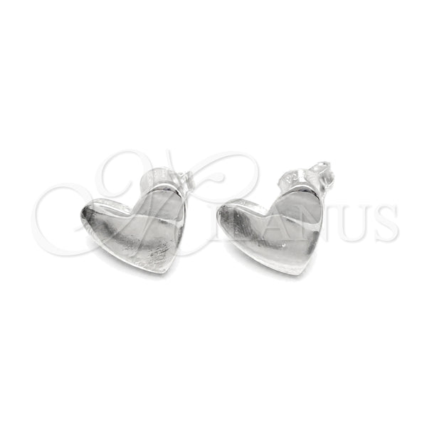 Sterling Silver Stud Earring, Heart Design, Polished, Silver Finish, 02.407.0003