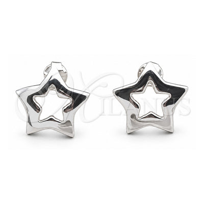 Sterling Silver Stud Earring, Star Design, Polished, Silver Finish, 02.407.0004