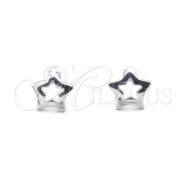 Sterling Silver Stud Earring, Star Design, Polished, Silver Finish, 02.407.0004