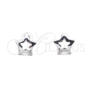 Sterling Silver Stud Earring, Star Design, Polished, Silver Finish, 02.407.0004