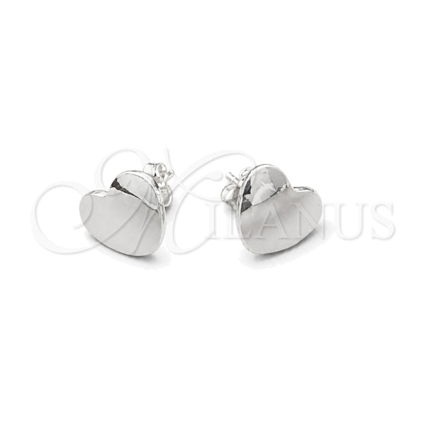 Sterling Silver Stud Earring, Heart Design, Polished, Silver Finish, 02.407.0005