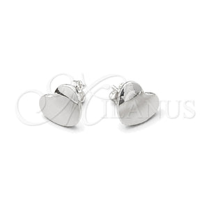 Sterling Silver Stud Earring, Heart Design, Polished, Silver Finish, 02.407.0005