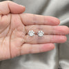 Sterling Silver Stud Earring, Flower Design, Polished, Silver Finish, 02.407.0011