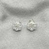 Sterling Silver Stud Earring, Flower Design, Polished, Silver Finish, 02.407.0012