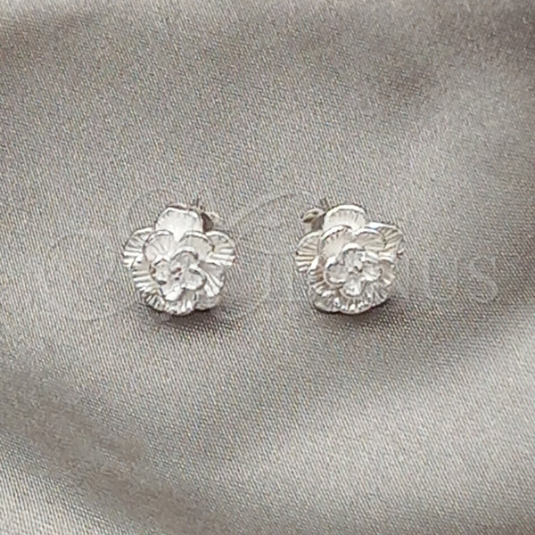 Sterling Silver Ring — Stud Earring Flower Design Polished 02. — main product view — SKU 151633 | Plata 925 anillo — Stud Earring flor diseño pulido 02. — SKU 151633