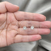 Sterling Silver Stud Earring, Flower Design, Polished, Silver Finish, 02.407.0013