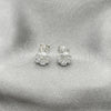 Sterling Silver Stud Earring, Flower Design, Polished, Silver Finish, 02.407.0013