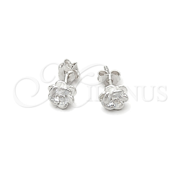 Sterling Silver Stud Earring, Flower Design, Polished, Silver Finish, 02.407.0013