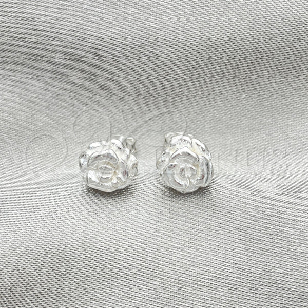 Sterling Silver Ring — Stud Earring Flower Design Polished 02. — main product view — SKU 151635 | Plata 925 anillo — Stud Earring flor diseño pulido 02. — SKU 151635