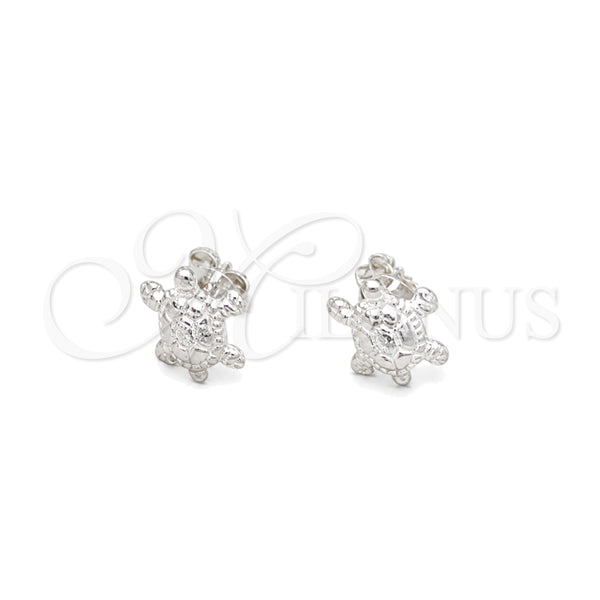 Sterling Silver Stud Earring, Turtle Design, Polished, Silver Finish, 02.407.0015
