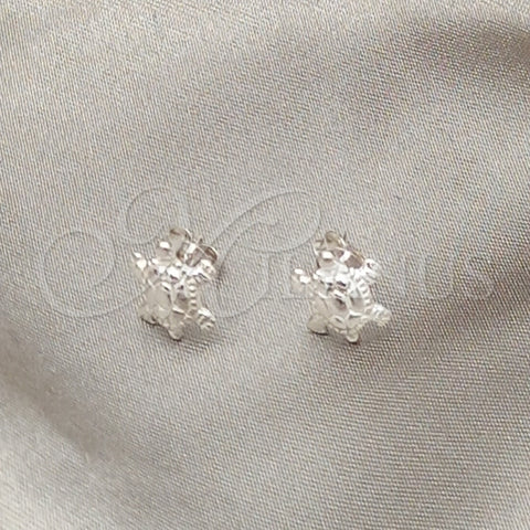 Sterling Silver Stud Earring, Turtle Design, Polished, Silver Finish, 02.407.0015