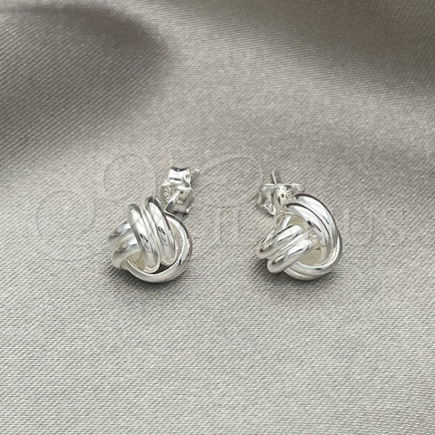 Sterling Silver Stud Earring, Love Knot Design, Polished, Silver Finish, 02.408.0082.08