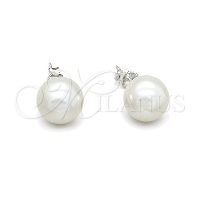 Sterling Silver Stud Earring, with Ivory Pearl, Polished, Silver Finish, 02.408.0085.10