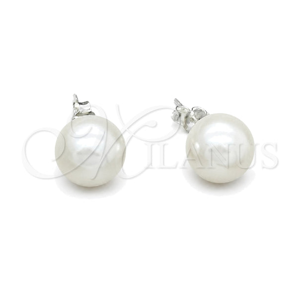 Sterling Silver Stud Earring, with Ivory Pearl, Polished, Silver Finish, 02.408.0085.10
