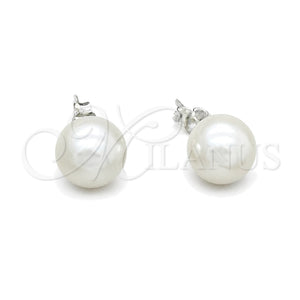 Sterling Silver Stud Earring, with Ivory Pearl, Polished, Silver Finish, 02.408.0085.10