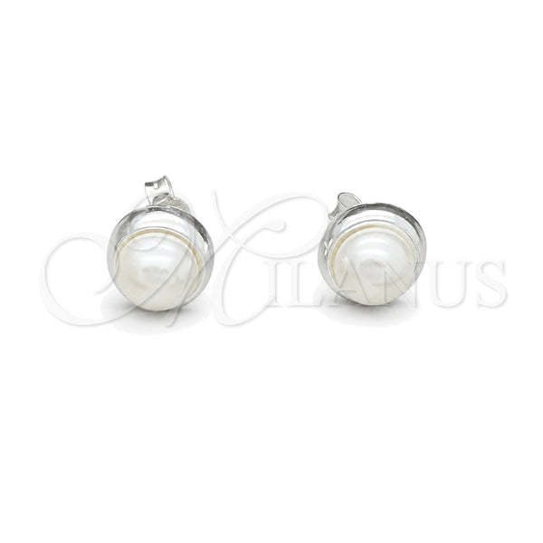 Sterling Silver Stud Earring, with Ivory Pearl, Polished, Silver Finish, 02.408.0086.08