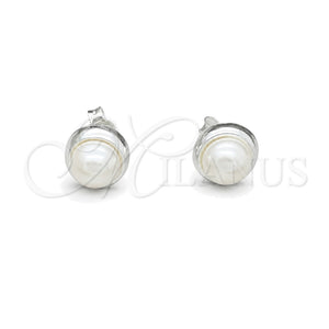 Sterling Silver Stud Earring, with Ivory Pearl, Polished, Silver Finish, 02.408.0086.08
