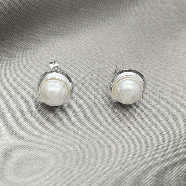 Sterling Silver Ring — Stud Earring with Ivory Pearl Polished 02. — alternate product view — SKU 151654 | Plata 925 anillo — Stud Earring with Ivory Pearl pulido 02. — SKU 151654
