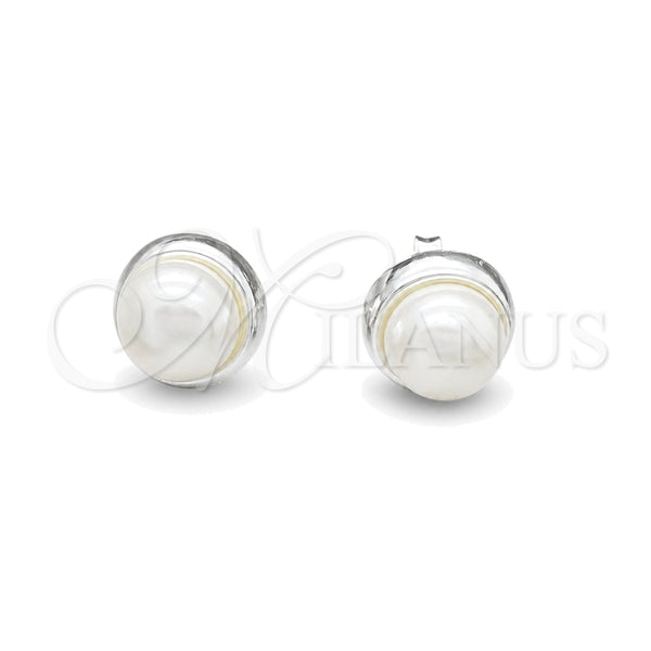 Sterling Silver Stud Earring, with Ivory Pearl, Polished, Silver Finish, 02.408.0086.10