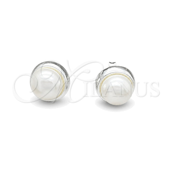Sterling Silver Stud Earring, with Ivory Pearl, Polished, Silver Finish, 02.408.0086.10