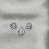 Sterling Silver Earring and Pendant Adult Set, with White Crystal, Polished, Silver Finish, 10.408.0001.03