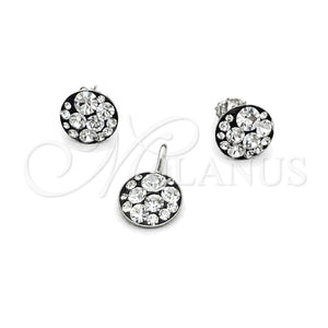 Sterling Silver Earring and Pendant Adult Set, with White Crystal, Polished, Silver Finish, 10.408.0001.03