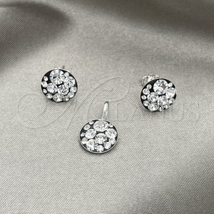 Sterling Silver Ring — Earring and Pendant Adult Set with White Crystal — main product view — SKU 151658 | Plata 925 anillo — Earring and Pendant Adult Set with cristal blanco — SKU 151658
