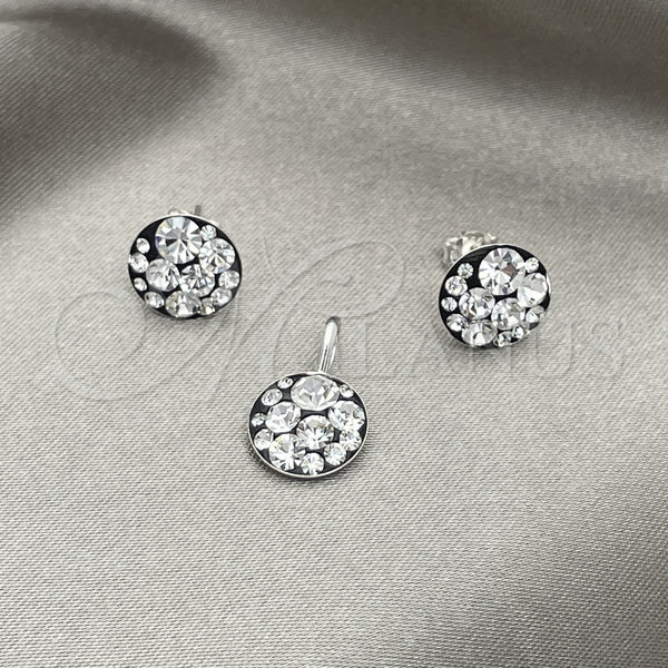 Sterling Silver Ring — Earring and Pendant Adult Set with White Crystal — main product view — SKU 151658 | Plata 925 anillo — Earring and Pendant Adult Set with cristal blanco — SKU 151658