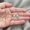 Sterling Silver Stud Earring, with White Cubic Zirconia, Polished, Silver Finish, 02.408.0087