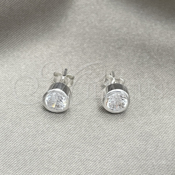 Sterling Silver Ring — Stud Earring with White Cubic Zirconia Polished 02. — main product view — SKU 151659 | Plata 925 anillo — Stud Earring with blanco Cubic Zirconia pulido 02. — SKU 151659