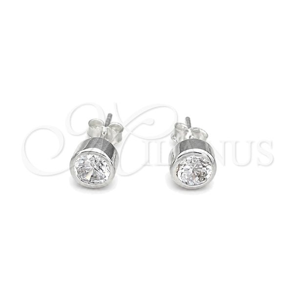 Sterling Silver Stud Earring, with White Cubic Zirconia, Polished, Silver Finish, 02.408.0087
