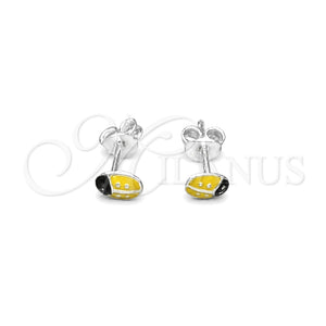 Sterling Silver Stud Earring, Yellow Enamel Finish, Silver Finish, 02.406.0001.01