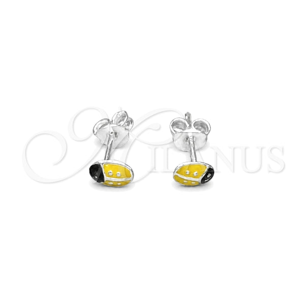 Sterling Silver Stud Earring, Yellow Enamel Finish, Silver Finish, 02.406.0001.01