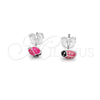 Sterling Silver Stud Earring, Ladybug Design, Pink Enamel Finish, Silver Finish, 02.406.0001.02
