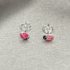 Sterling Silver Stud Earring, Ladybug Design, Pink Enamel Finish, Silver Finish, 02.406.0001.02