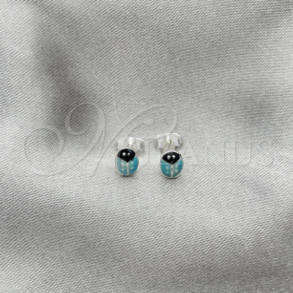Sterling Silver Ring — Stud Earring Ladybug Design Azul claro Enamel 02. — alternate product view — SKU 151663 | Plata 925 anillo — Stud Earring Ladybug diseño Azul claro Enamel 02. — SKU 151663