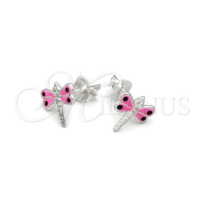 Sterling Silver Stud Earring, Dragon-Fly Design, Pink Enamel Finish, Silver Finish, 02.406.0002.02 for wholesale, main product view