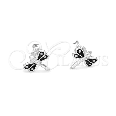 Sterling Silver Stud Earring, Dragon-Fly Design, Black Enamel Finish, Silver Finish, 02.406.0002.04 for wholesale, main product view