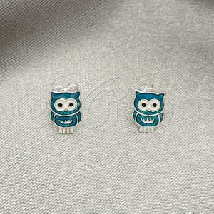 Sterling Silver Ring — Stud Earring Owl Design Azul claro Enamel 02. — main product view — SKU 151669 | Plata 925 anillo — Stud Earring Owl diseño Azul claro Enamel 02. — SKU 151669