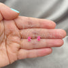 Sterling Silver Stud Earring, Teddy Bear Design, Pink Enamel Finish, Silver Finish, 02.406.0004.01